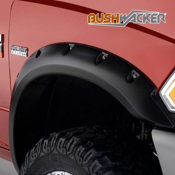 【BUSHWACKER 正規品】 10-16y ダッジ ラムピックアップ 2500/3500 オーバーフェンダー/ポケットスタイル マットブラック フェンダーフレア 1台分セット 50919-02 ブッシュワーカー