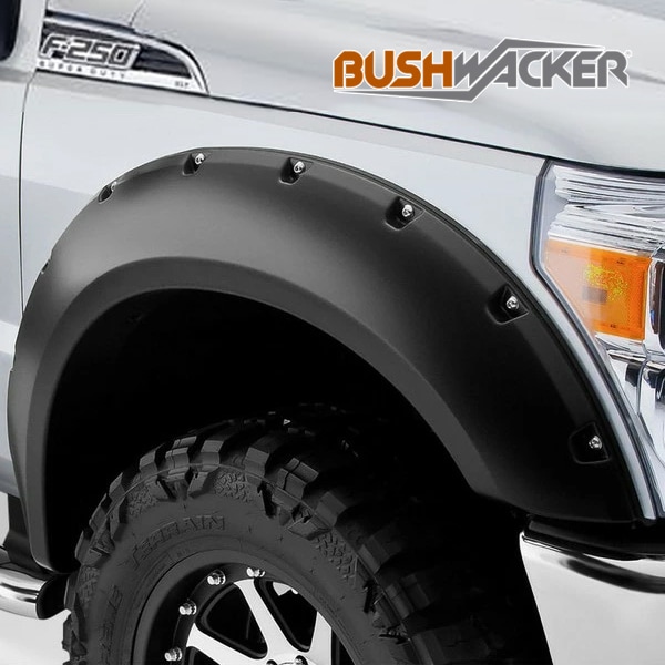 【BUSHWACKER 正規品】 11-16y フォード F-250/F-350 スーパーデューティー オーバーフェンダー/ポケットスタイル マットブラック フェンダーフレア 1台分セット 20931-02 ブッシュワーカー
