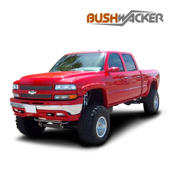 【BUSHWACKER 正規品】 99-07y シボレー シルバラード 1500/2500/3500 オーバーフェンダー/ポケットスタイル マットブラック フェンダーフレア 1台分セット 40917-02 ブッシュワーカー