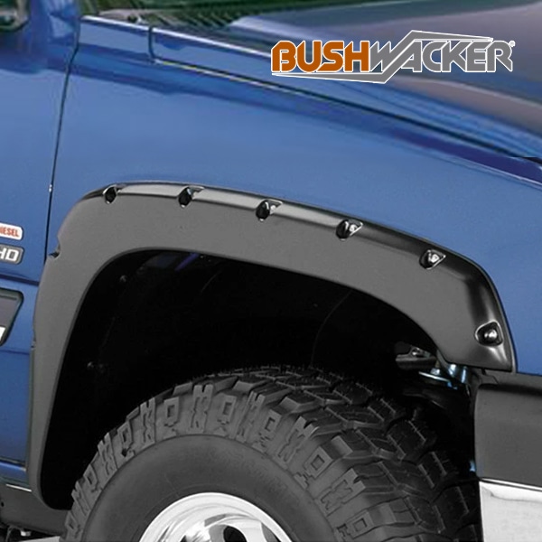 【BUSHWACKER 正規品】 03-06y シボレー シルバラード 1500/2500/3500 オーバーフェンダー/ポケットスタイル マットブラック フェンダーフレア 1台分セット 40918-02-2 ブッシュワーカー