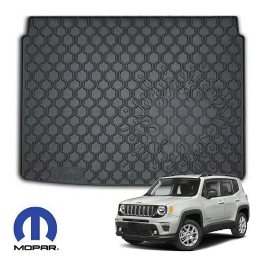 UK MOPAR純正 ジープ JEEP 15y- レネゲード BU系 BV系 リアカーゴプロテクター Jeepロゴ スプラッシュデザイン ラバー樹脂製 カーゴマット ラゲッジマット カーゴライナー