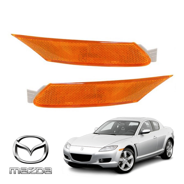 USマツダ純正 RX-8 RX8 前期 SE3P US仕様 フロント サイドウインカー バンパーウインカー サイドマーカー 左右セット USマーカー オレンジ点灯 バルブ ソケット付