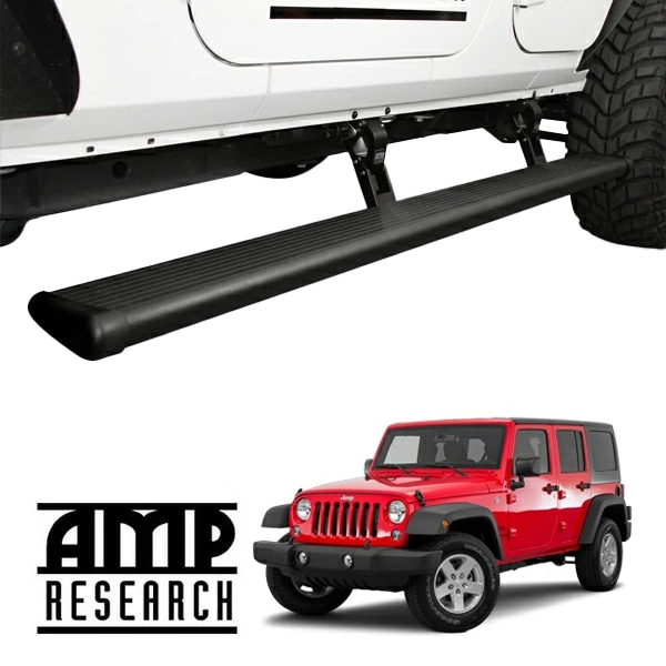 【AMP RESEARCH 正規品】ジープ JK ラングラー アンリミテッド 4ドア 電動 サイドステップ パワーステップ 電動格納 パワーランニングボード LEDライト付 P75122-01A