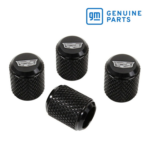 GM純正 エアバルブキャップ キャデラックロゴ入り ブラック 4PC G0438363 キャデラック エスカレード/ATS/CTS/CT6/STS/SRX/XT4/XT5/XT6