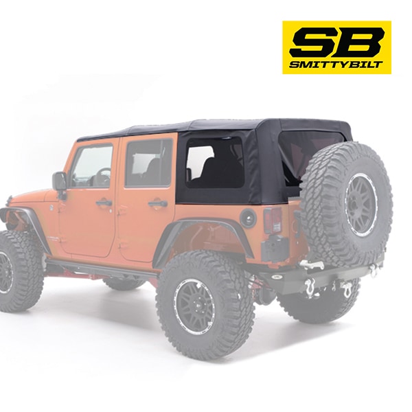 【Smittybilt 正規品】リプレイスメント ソフトトップ キット ブラックダイアモンド スモークウインドウ ジープ 10-18y JK ラングラー 4ドア 後期 9085235  幌 補修用 スミッティビルト