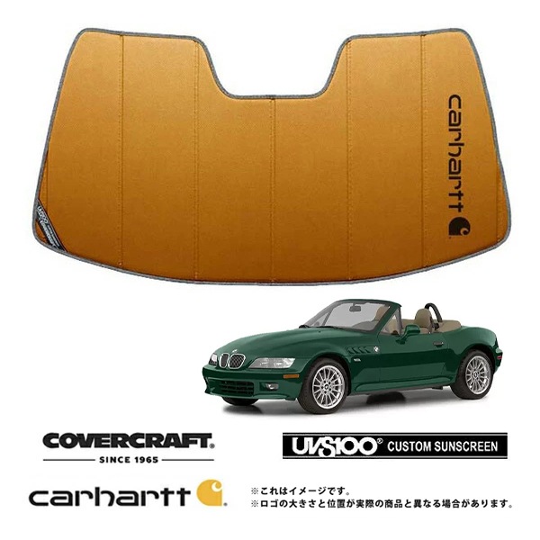 【CoverCraft 正規品】 専用設計 サンシェード ブロンズ 吸盤不要 折りたたみ式 BMW Z3 ロードスター E36/7 E36/8 Carhartt カーハートコラボ仕様 カバークラフト ［真夏もへたらない3層構造で断熱効果抜群］ 