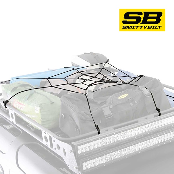 【Smittybilt 正規品】 ディフェンダーラック用 カーゴネット スパイダーネット フック付 ジープ JK/JL ラングラー 共通 スミッティビルト