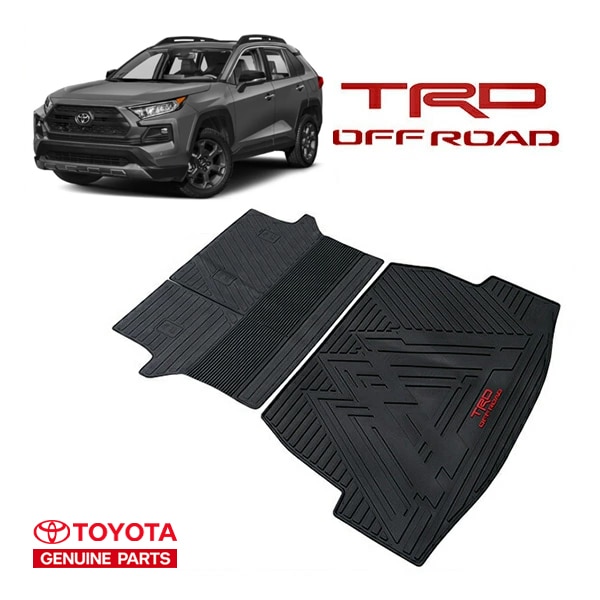 USトヨタ純正 TOYOTA RAV4 50系 平成31年4月-令和7年12月 オールウェザー リア カーゴマット ラゲッジマット カーゴライナー トランクマット シートバックプロテクター 後部座席背面カバー TRD OFFROADロゴ入