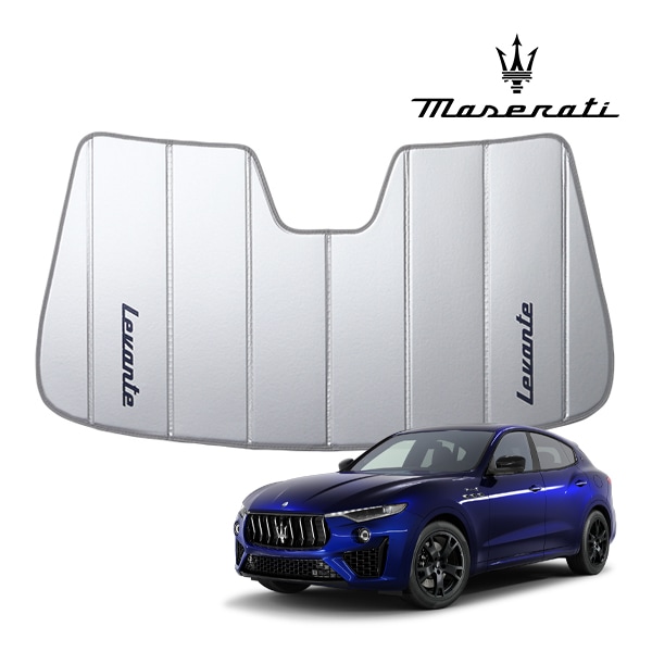 USマセラティ純正 専用設計 Levante ロゴ & Maserati 刺繍入サンシェード 吸盤不要 折りたたみ式 ケース付 MASERATI レヴァンテ MLE30D