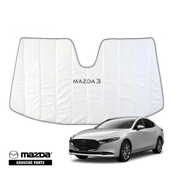 USマツダ純正 専用設計 MAZDA3 ロゴ入 サンシェード 吸盤不要 折りたたみ式 マツダ3 ファストバック / マツダ3 セダン BP系