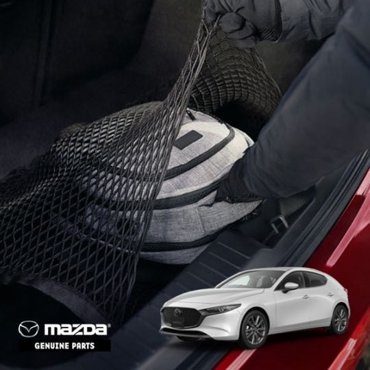 USマツダ純正 カーゴネット トランクネット 専用ラゲッジネット フック付 荷物固定 荷崩れ防止 マツダ MAZDA3 ハッチバック ファストバック BP系