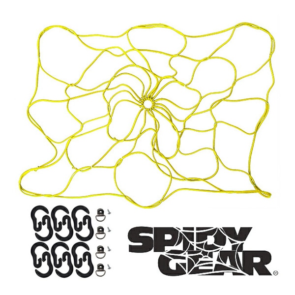 【CoverCraft 正規品】 Spidy Gear 汎用 カーゴネット ルーフキャリアネット ラゲッジウェブ スパイダーネット 荷物固定 荷崩れ防止 フック付 Sサイズ 40×30インチ イエロー カバークラフト 