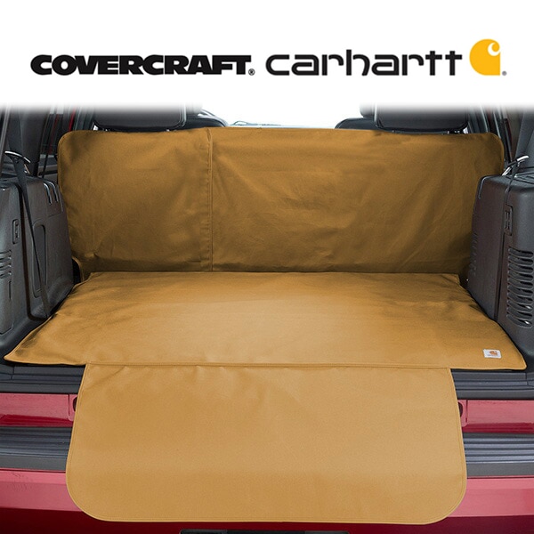 【CoverCraft 正規品】 リア カーゴマット ラゲッジマット カーゴライナー トランクマット シートバックプロテクター 後部座席背面カバー付 Carhartt カーハートブラウン ジープ JK ラングラー アンリミテッド 4ドア カバークラフト