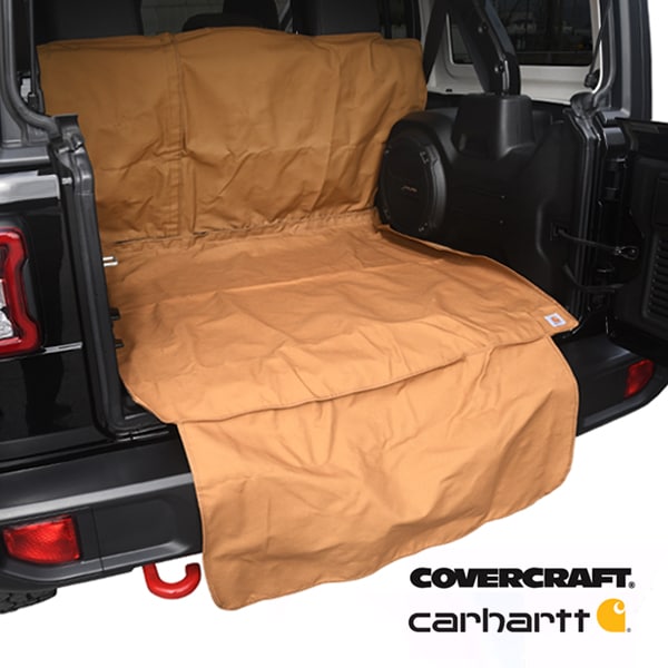 【CoverCraft 正規品】 リア カーゴマット ラゲッジマット カーゴライナー トランクマット シートバックプロテクター 後部座席背面カバー付 Carhartt カーハートブラウン ジープ JL ラングラー アンリミテッド 4ドア カバークラフト