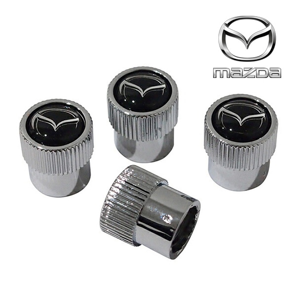 USマツダ純正 エアバルブキャップ（クローム/マツダロゴ） MAZDA2 MAZDA3 MAZDA6 CX-3 CX-30 CX-5 CX-8 MX-30 ロードスター RX-8