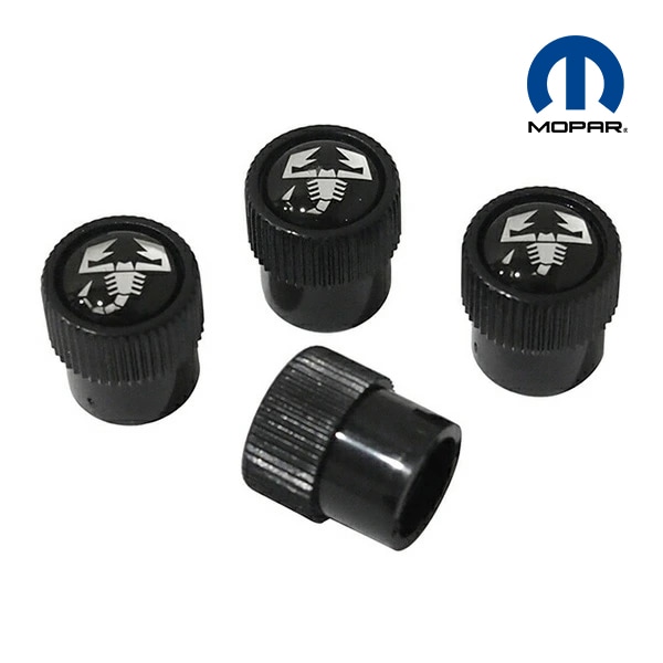 MOPAR純正 エアバルブキャップ(ブラック/ABARTH スコーピオンロゴ) アバルト595 アバルト124 スパイダー FIAT フィアット 500 チンクエチェント 
