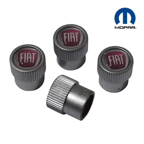 フィアット純正 FIAT 500 500C 312型 チンクエチェント 500X 334型 チンクエチェントエックス パンダ エアバルブキャップ シルバー FIATロゴ 1台分 4個セット MOPAR 82213716AB 汎用