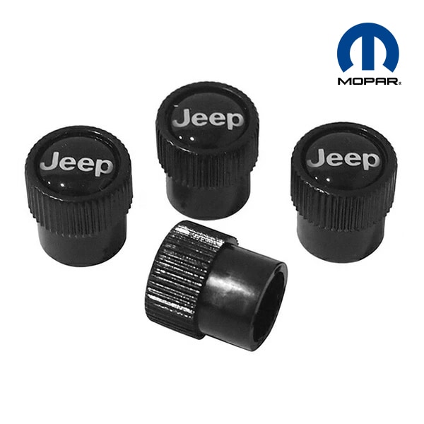 MOPAR純正 エアバルブキャップ(ブラック/JEEPロゴ) ラングラー チェロキー グランドチェロキー グラディエーター コンパス パトリオット