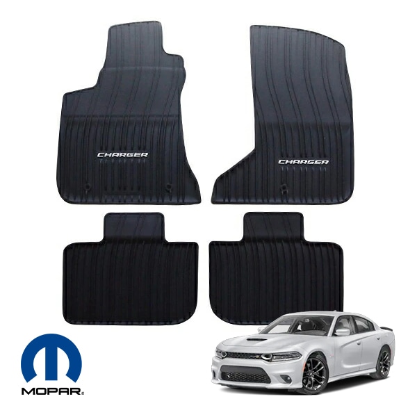 MOPAR純正 11-23y ダッジ チャージャー AWD車 オールウェザー ラバーマット ラバーフロアマット フロント リア 1台分 4枚セット CHARGERロゴ入