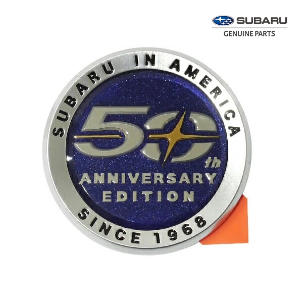 USスバル純正 SUBARU 汎用 生誕50周年 フェンダー エンブレム オーナメント 50th ANNIVERSARY EDITIONロゴ  両面テープ US仕様 北米仕様 USDM