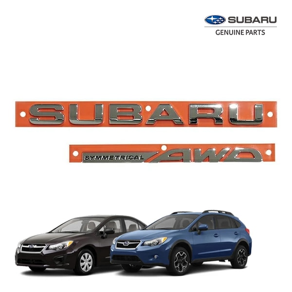 USスバル純正 SUBARU 12-16y インプレッサ 13-15y XV クロストレック 16-17y クロストレック 汎用 リアエンブレム SUBARU+SYMMETRICAL AWDロゴ 両面テープ リアゲート テールゲート US仕様 北米仕様 USDM