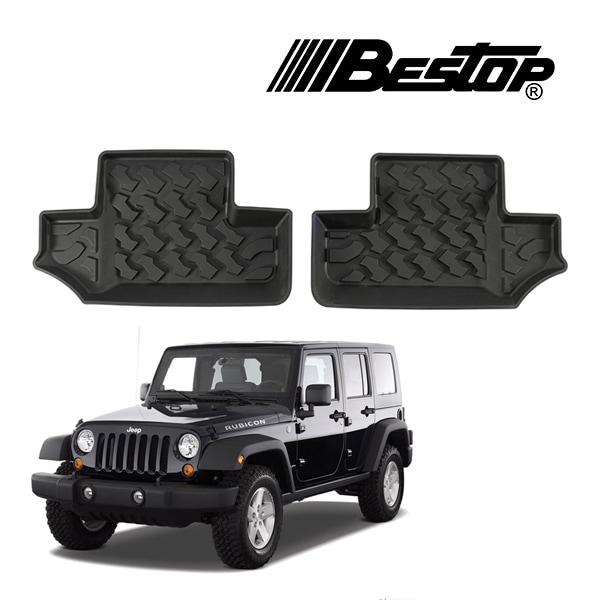 【BESTOP 正規品】ジープ JEEP 07-13y JK ラングラー 右ハンドル左ハンドル対応 オールウェザー ラバーマット ラバーフロアマット リア用 左右 2枚セット ブラック 5150201 べストップ