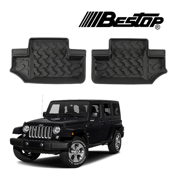 【BESTOP 正規品】ジープ JEEP 11-18y JK ラングラー 2ドア オールウェザー ラバーマット ラバーフロアマット リア用 左右 2枚セット ブラック 5150301 ベストップ