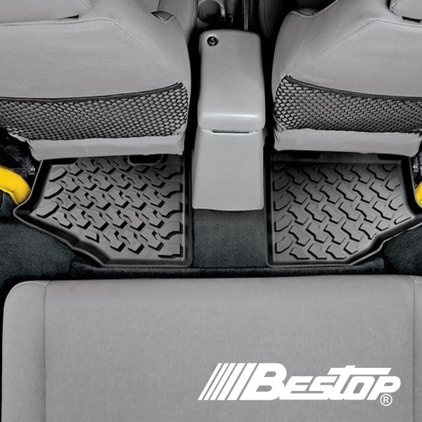【BESTOP 正規品】ジープ JEEP 97-06y TJ ラングラー 右ハンドル左ハンドル対応 オールウェザー ラバーマット ラバーフロアマット リア用 左右 2枚セット ブラック 5151001 べストップ