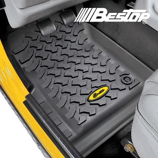 【BESTOP 正規品】ジープ JEEP 76-95y CJ7 オールウェザー ラバーマット ラバーフロアマット フロント用 左右 2枚セット ブラック 5151101 べストップ