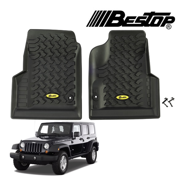 【BESTOP 正規品】ジープ JEEP 14-18y JK ラングラー 左ハンドル用 オールウェザー ラバーマット ラバーフロアマット フロント 2枚セット ブラック 5151301 ベストップ