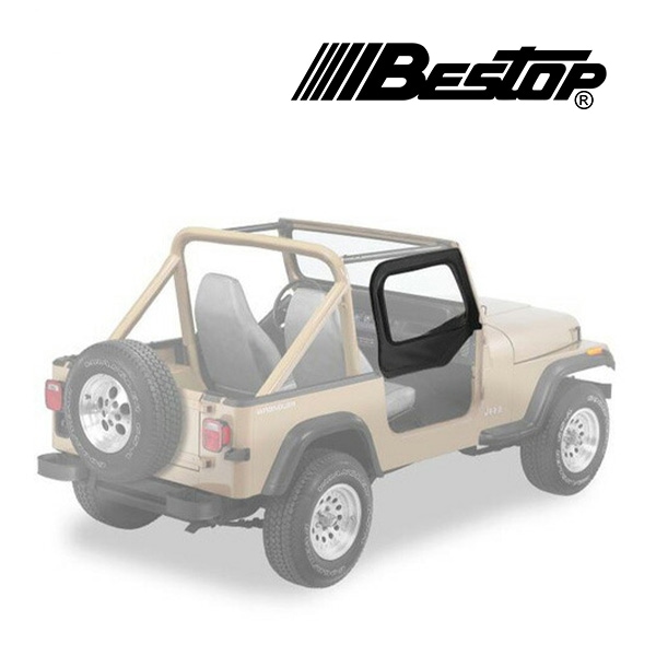 【BESTOP 正規品】ジープ JEEP 97-06y TJ ラングラー ファブリックリプライスメントアッパードアスキン クリアビニールウィンドウ付 左右 2枚セット ブラックダイヤモンド 5312135 べストップ