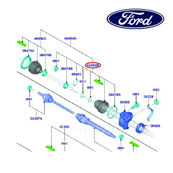 フォード純正 ドライブシャフトブーツ インナーキット 1764848 13y- フィエスタ