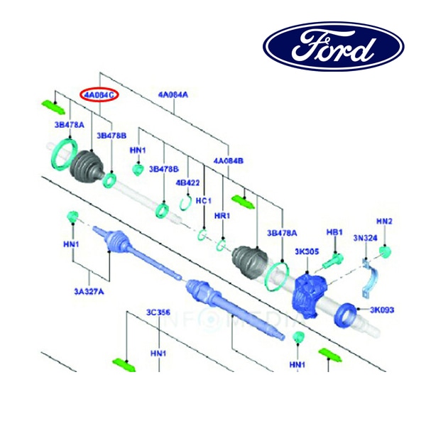 フォード純正 ドライブシャフトブーツ アウターキット 2011494 13y- フィエスタ