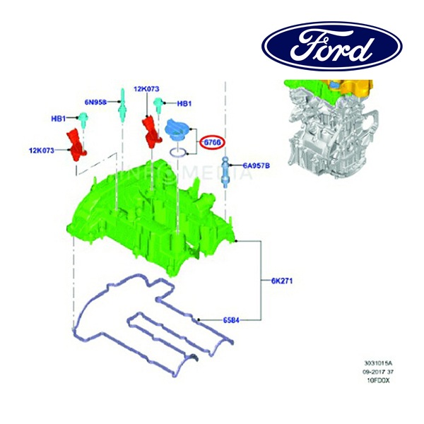 フォード純正 オイルフィラキャップ YS4Z6766F 13y- フィエスタ