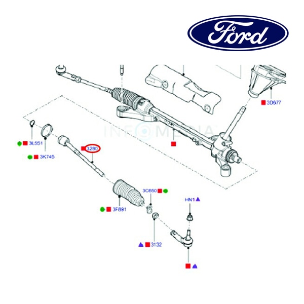 フォード純正 タイロッドエンド インナー CN153280BA 13y- ECOSPORT エコスポーツ