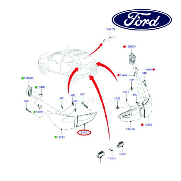 フォード純正 テールランプ インナー 左側 LH 運転席側 GN1Z13405S 13y- ECOSPORT エコスポーツ