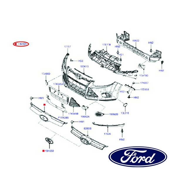 フォード純正 フロント グリル BM518200CD5UAW 12-14y フォーカス