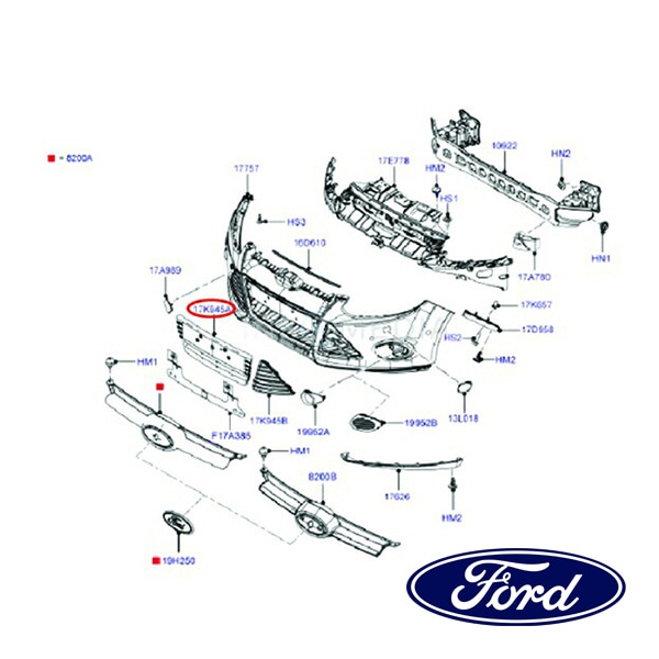 フォード純正 バンパーグリル フロント BM5117K945FE5UAW 12-14y フォーカス