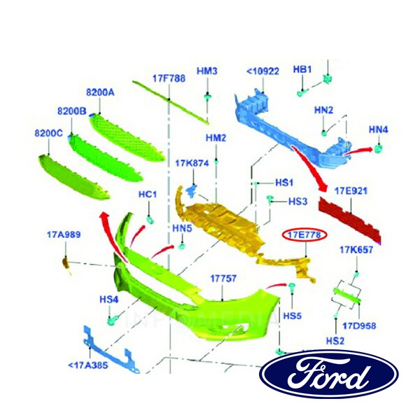 フォード純正 バンパー レインフォースメント フロント F1EZ17C897E 15y- フォーカス