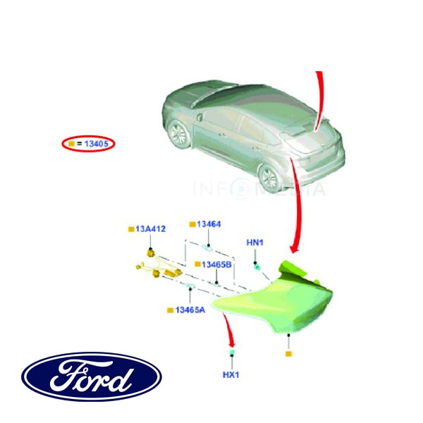 フォード純正 テールランプ 左側 LH 運転席側 F1EB13405KF 15y- フォーカス