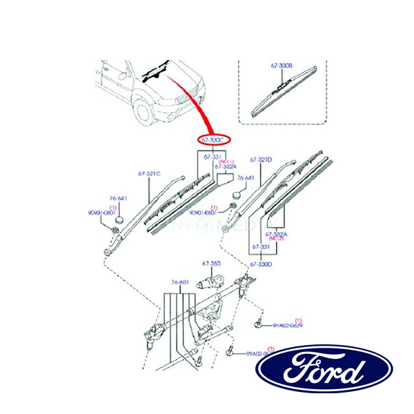 フォード純正 ワイパーブレード フロント 右側 RH 助手席側 E11267330 06-09y エスケープ