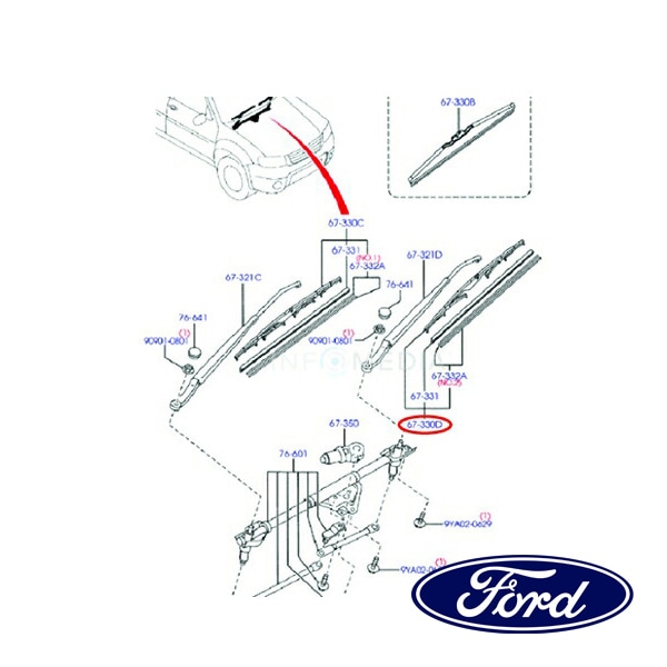 フォード純正 ワイパーブレード フロント 左側 LH 運転席側 B17W67330 06-09y エスケープ