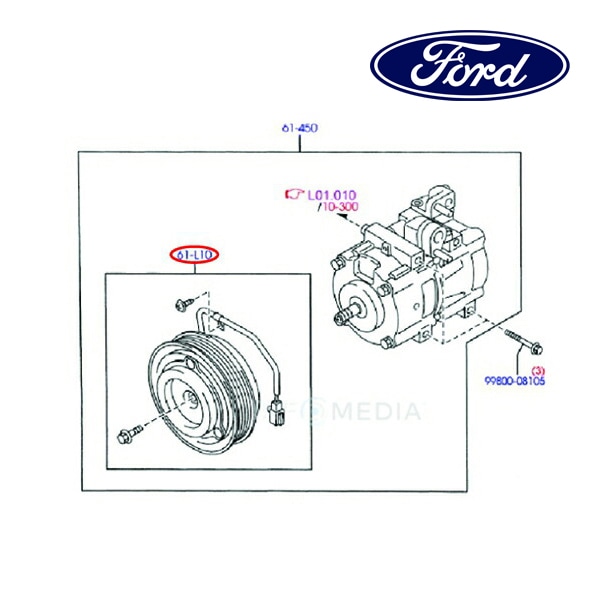 フォード純正 A/Cマグネットクラッチ EV5761L10A 06-09y エスケープ