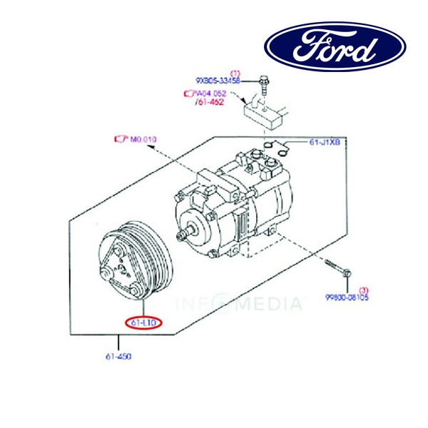 フォード純正 A/Cマグネットクラッチ EV5861L10A 06-09y エスケープ