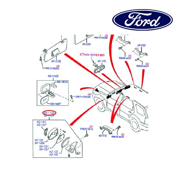 フォード純正 ドアミラー 右側 RH 助手席側 EV4569120G 06-09y エスケープ