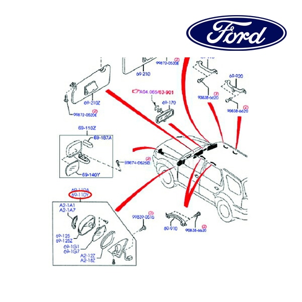 フォード純正 ドアミラー 左側 LH 運転席側 EV4569180G 06-09y エスケープ