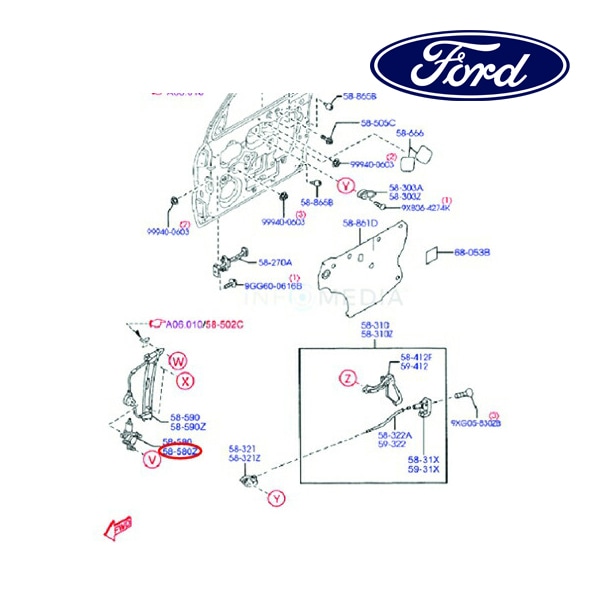 フォード純正 パワーウインドモーター P/Wモーター フロント 左側 LH 運転席側 E1125958X 06-09y エスケープ