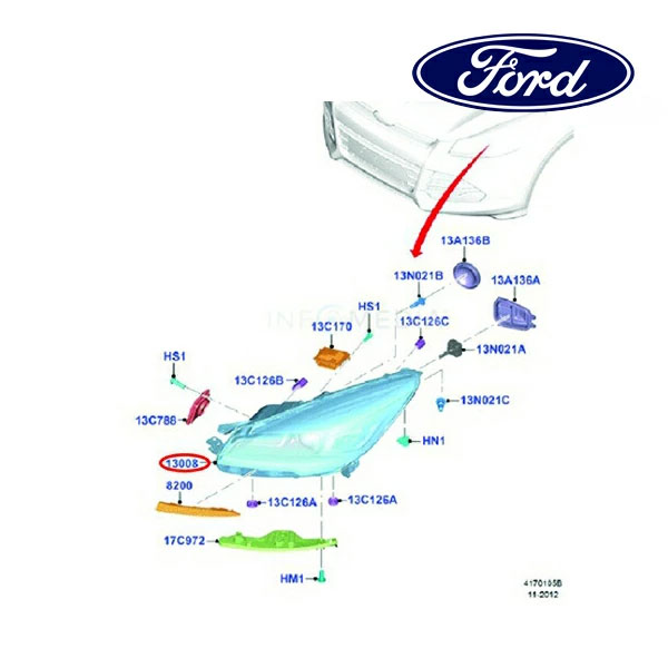 フォード純正 13y- FORD クーガ ヘッドランプ 左側 LH 運転席側 5258765