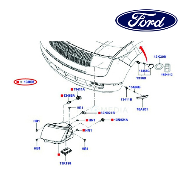 フォード純正 ヘッドランプ 右側 RH 助手席側 FP08M13008AA 08-10y MKX