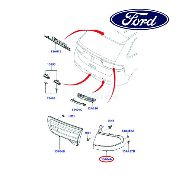 フォード純正 テールランプ アウター 左側 LH 運転席側 FP11M13405AA 11-16y MKX